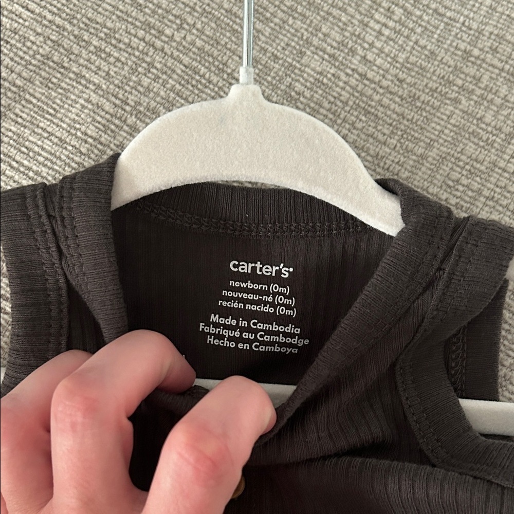 Dark grey carters Ribbed Baby Romper - Picture 2 of 3